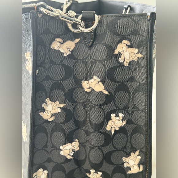 Coach Dempsey Tote Bag 40 In Signature Canvas With Happy Dog Print - Picture 10 of 16